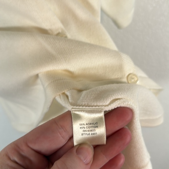 Christopher & Banks Vintage White Knit Button Down Collared Shirt Size XL - Picture 3 of 6